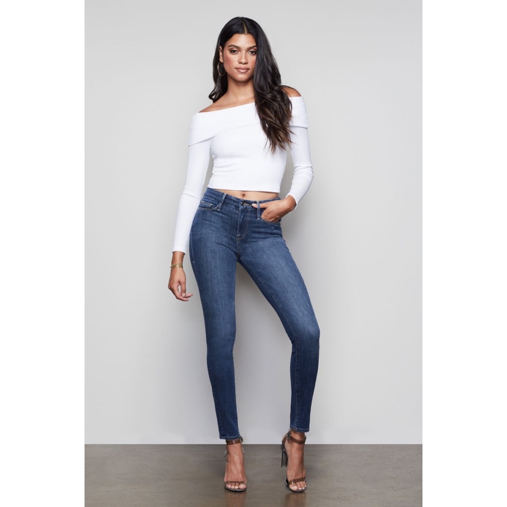 NWT Good American Good Legs Long Blue004
